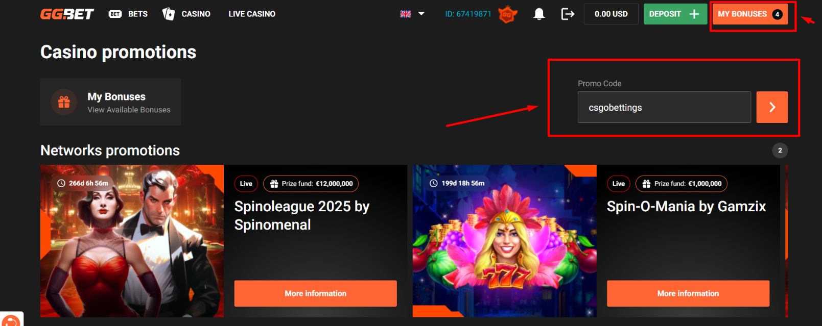ggbet casino code