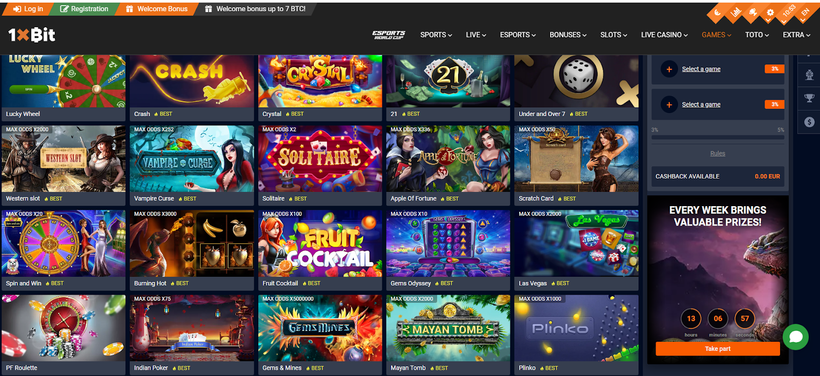 1xbit Casino Games