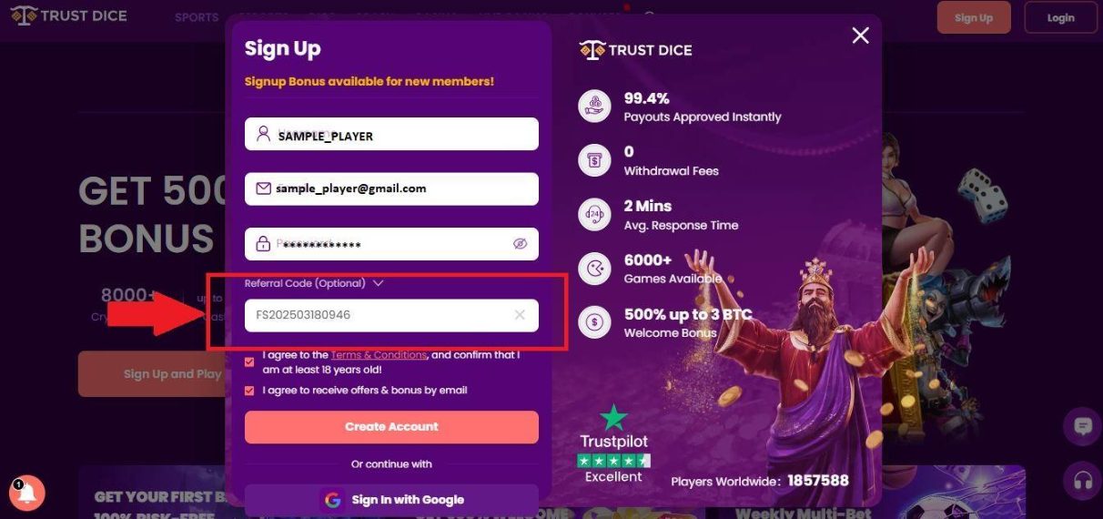 trustdice welcome bonus