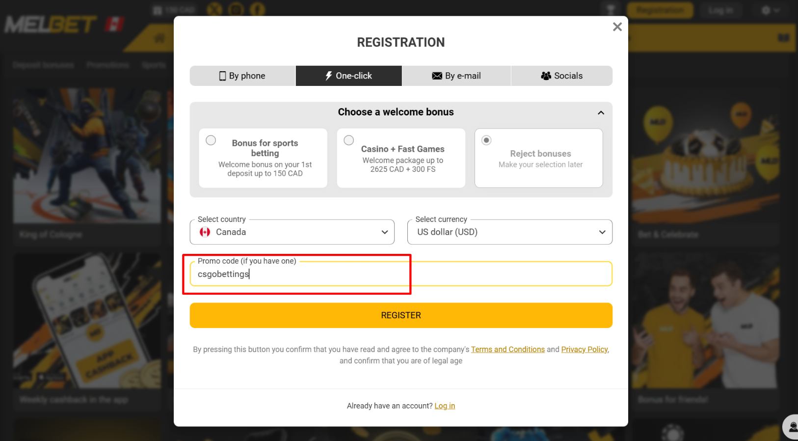 melbet promo code