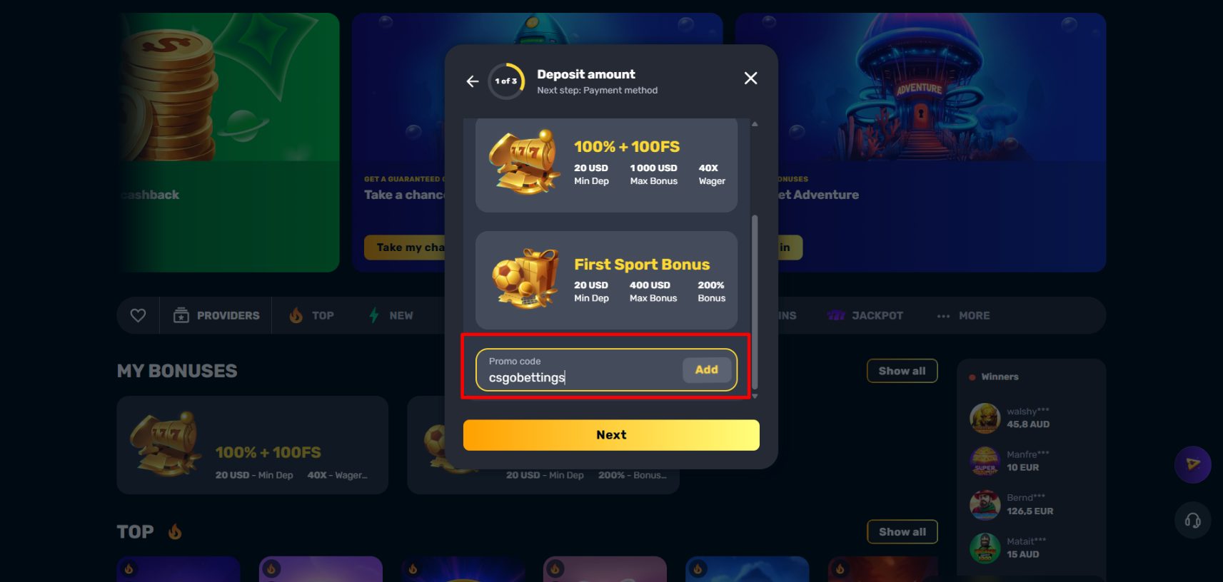 rocketplay casino bonus