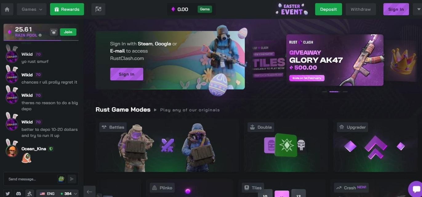 rustclash promo code