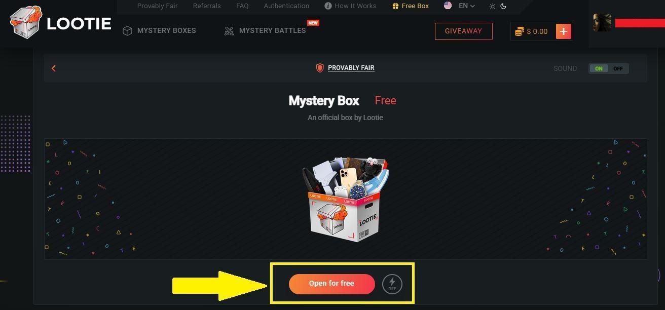 free mystery box lootie