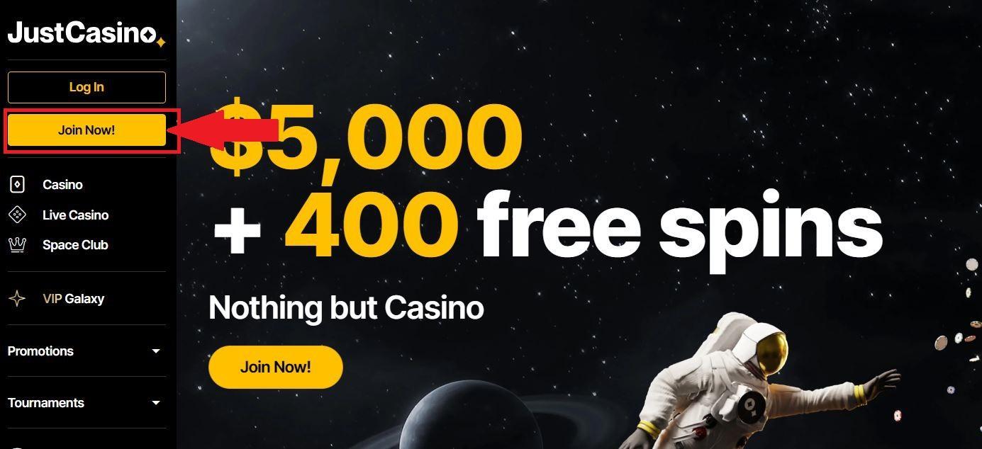 just casino bonus code