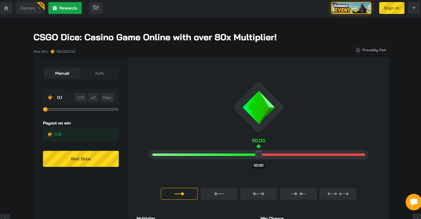 CSGO dice betting