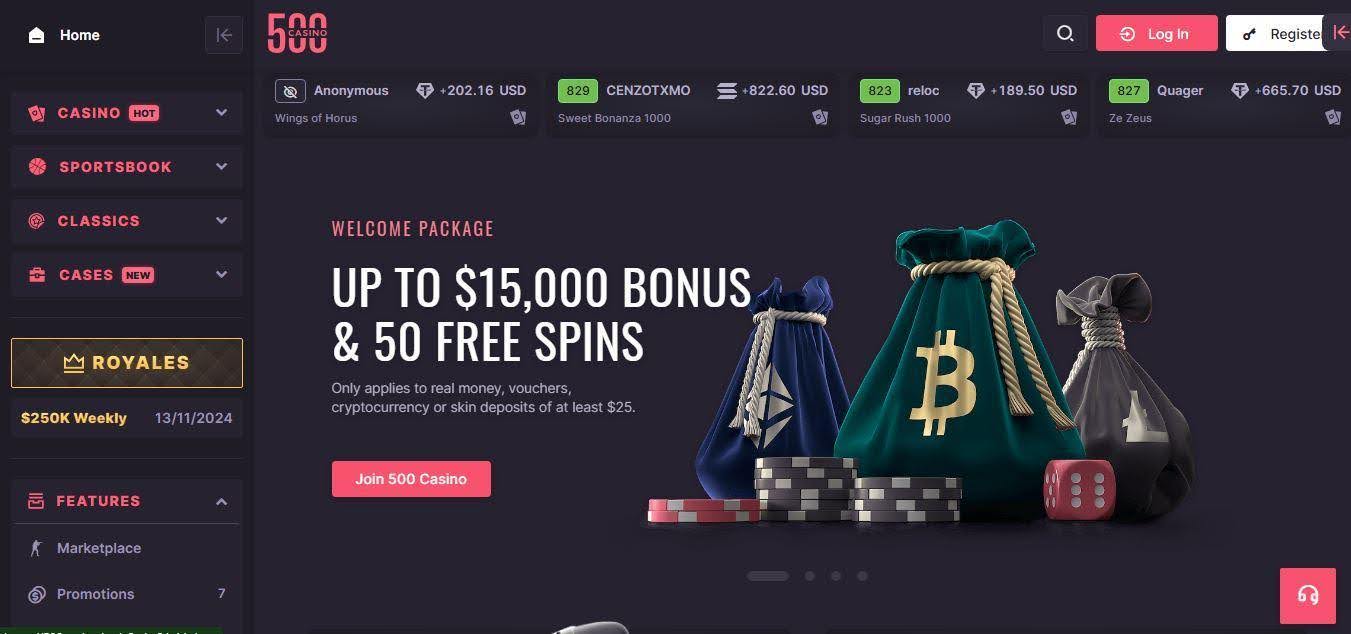 500 Casino payment methods