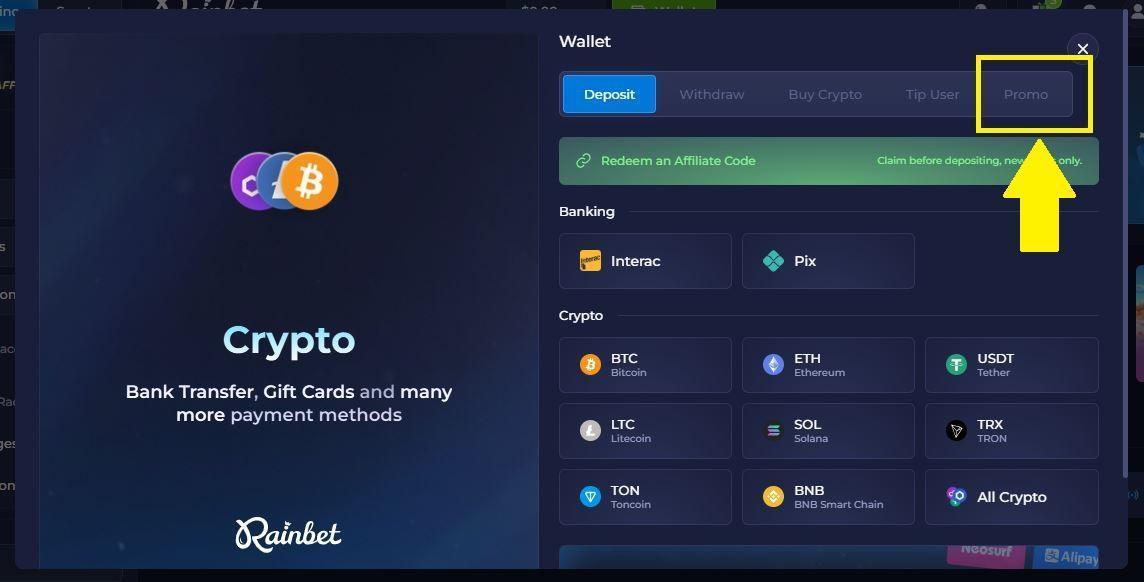 affiliate code for rainbet