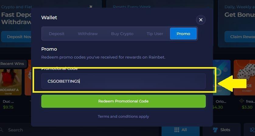 affiliate code rainbet