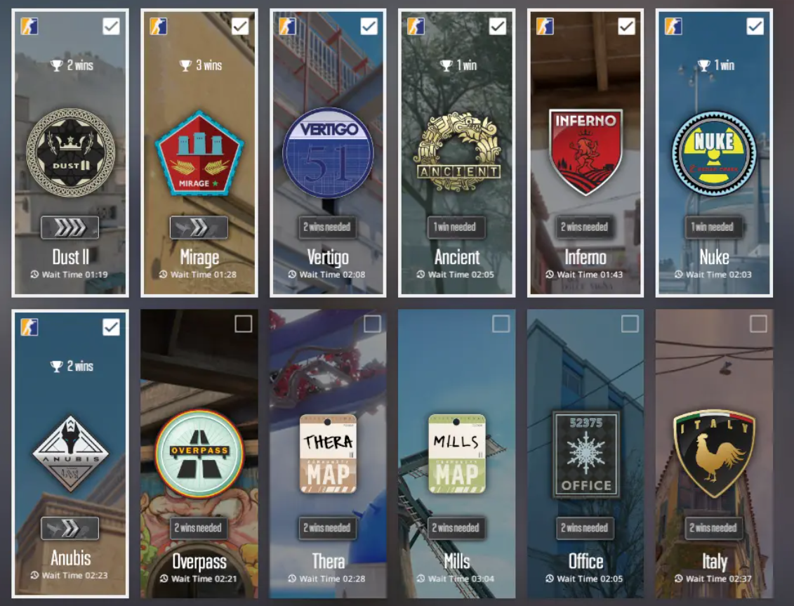 what maps played most major